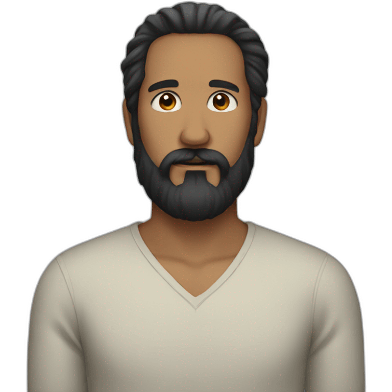 man with long black beard and no mustache emoji