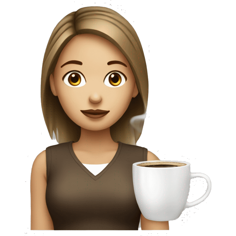 Girl white with coffee emoji