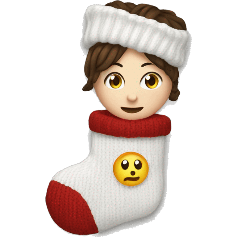 white knit stocking with lauren on it  emoji