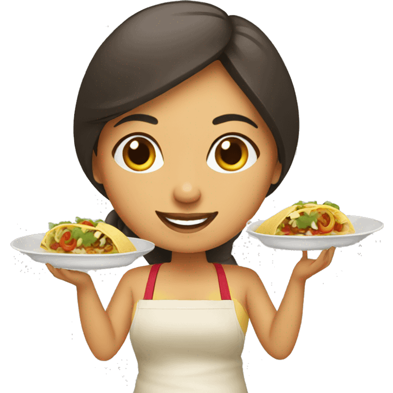 Mexican woman cooking tacos emoji