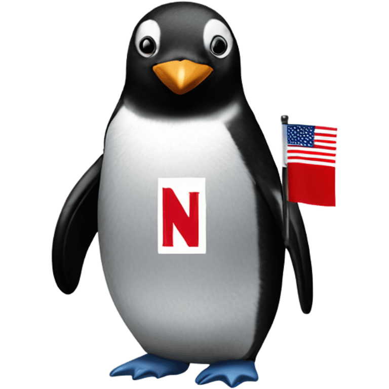 Penguin with a Nebraska state flag emoji