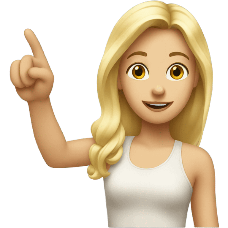 blond girl pointing finger in the right corner of the picture emoji