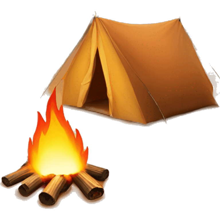 Fire beside a tent in the desert  emoji