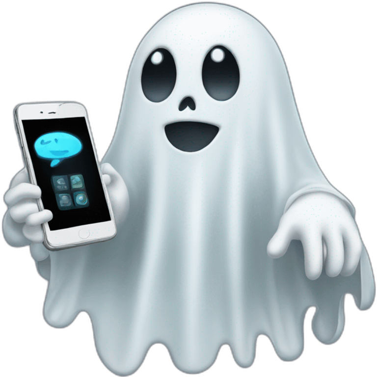 ghost with phone emoji