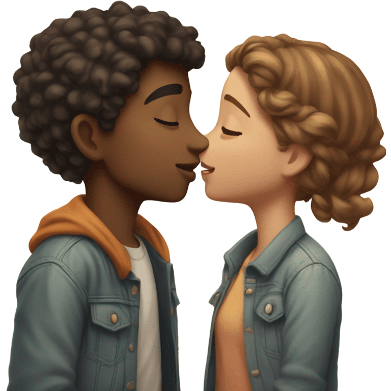 Boy and girl kissing emoji