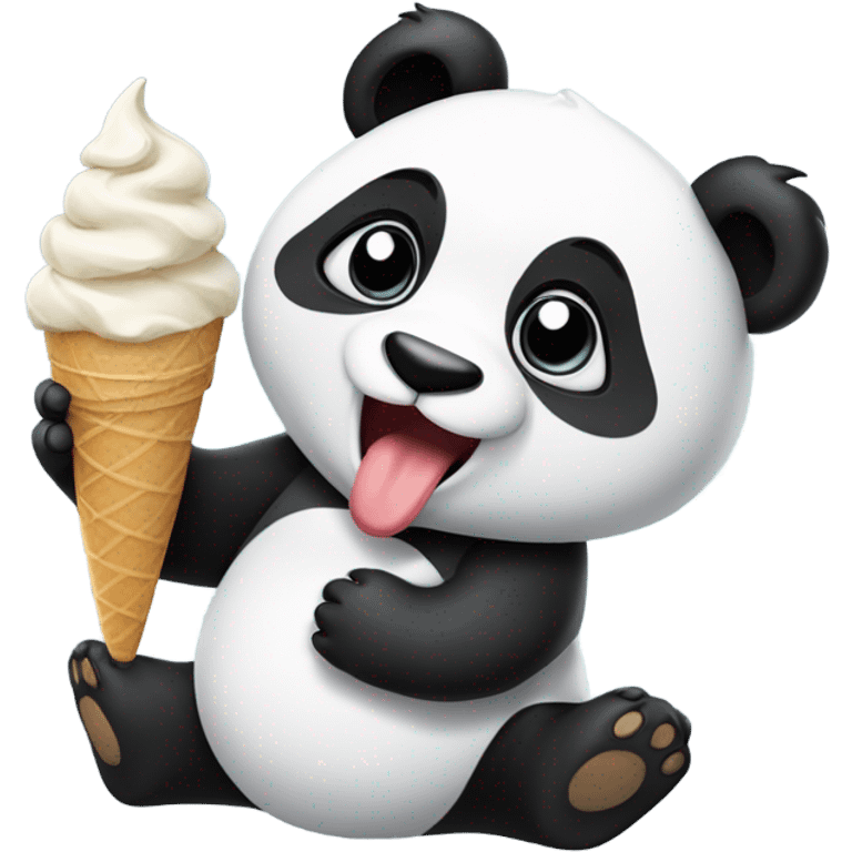 Panda eating ice cream emoji