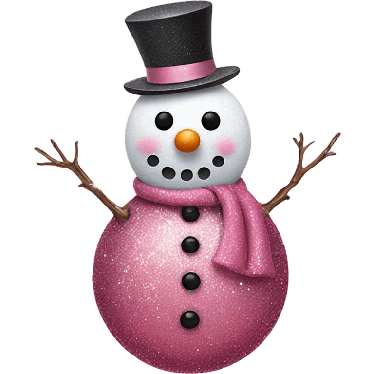 Rose pink snowman with glitter  emoji