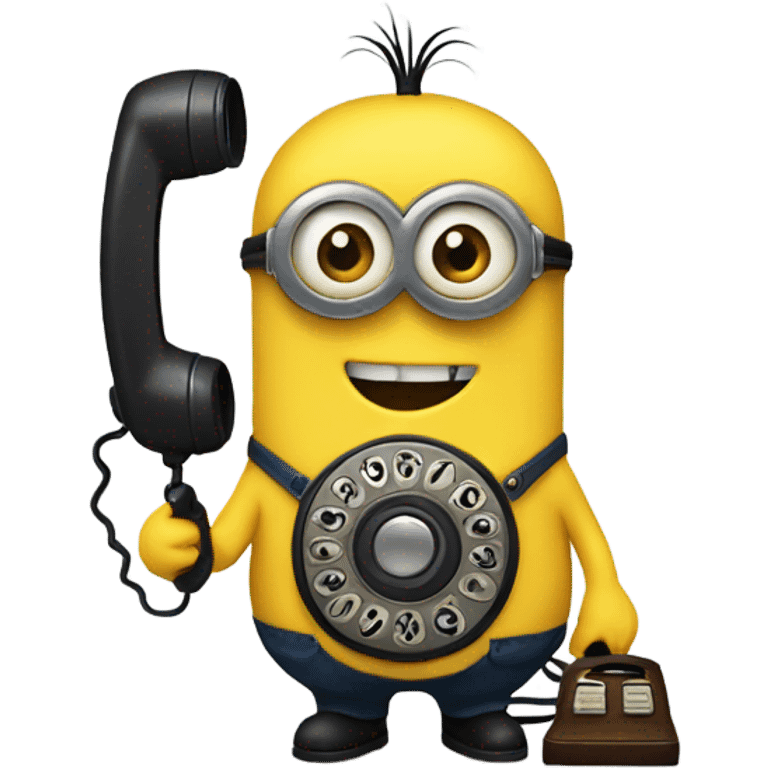 Minion with telephone emoji