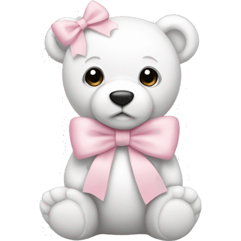 White teddy bear with light pink bow on the ear emoji