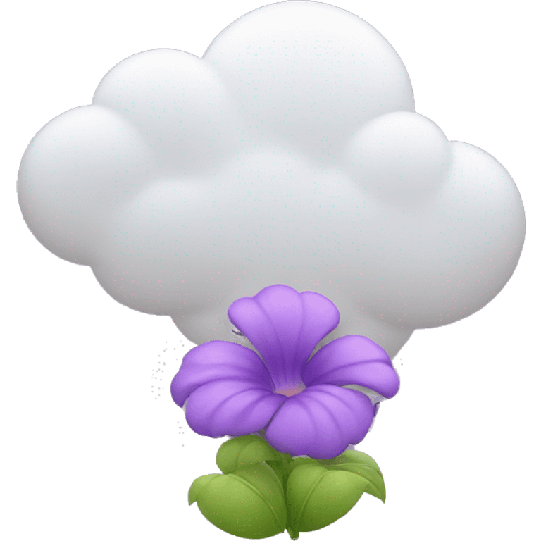 Flower sitting on a purple cloud emoji