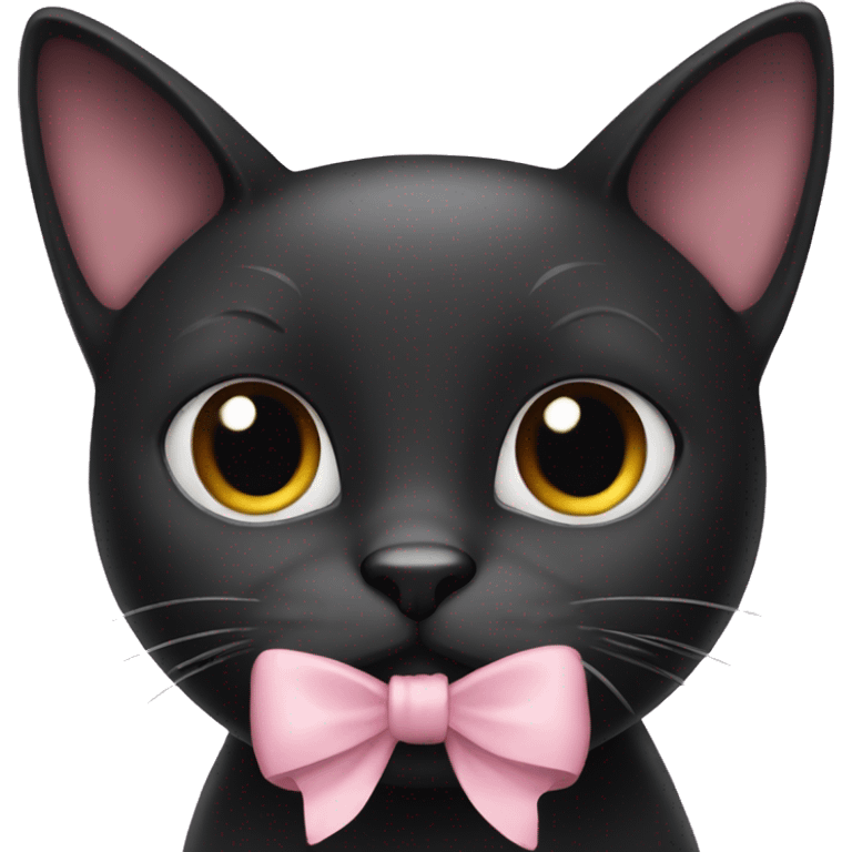 Black cat with a soft pink bow  emoji