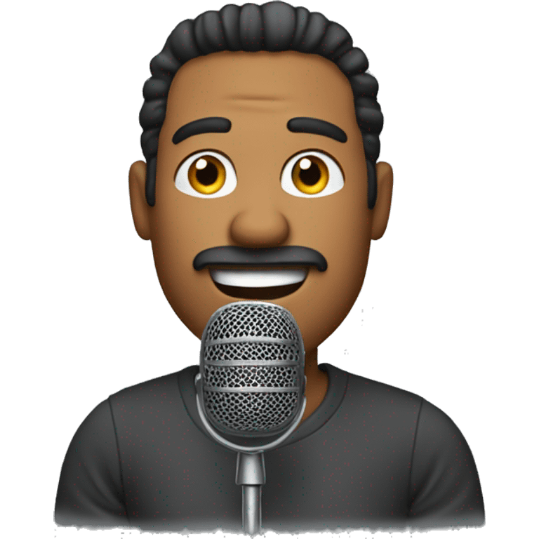 create me an emoji that shows a man in a voice over studio talking to a microphone emoji