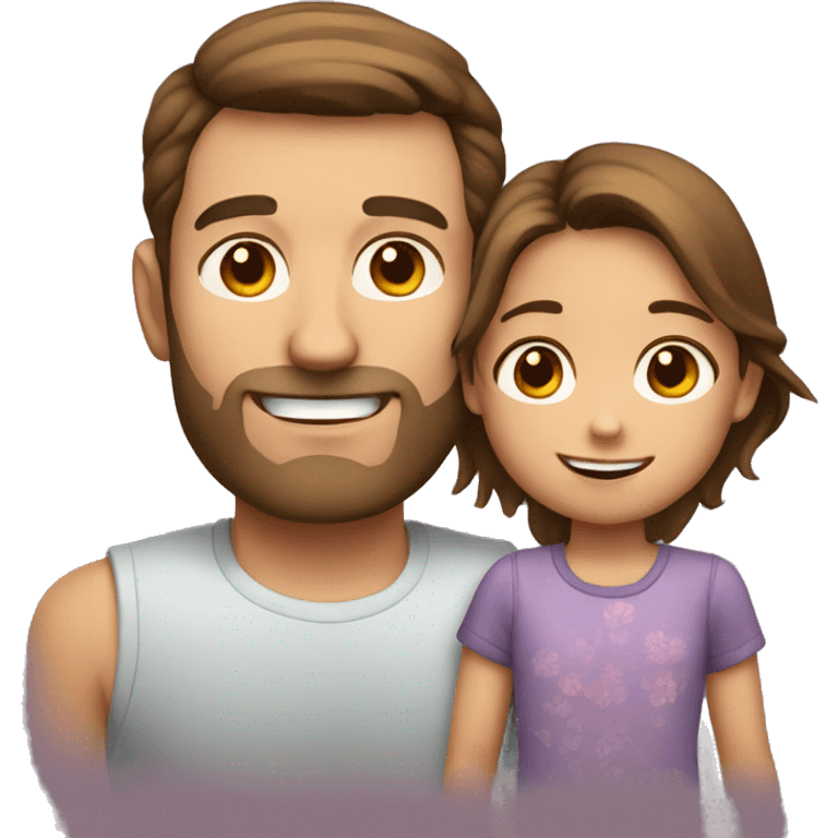 Dad with brown hair and little girl with brown hair emoji