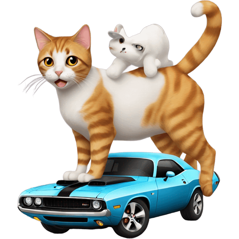 Cat riding a dodge challenger  emoji