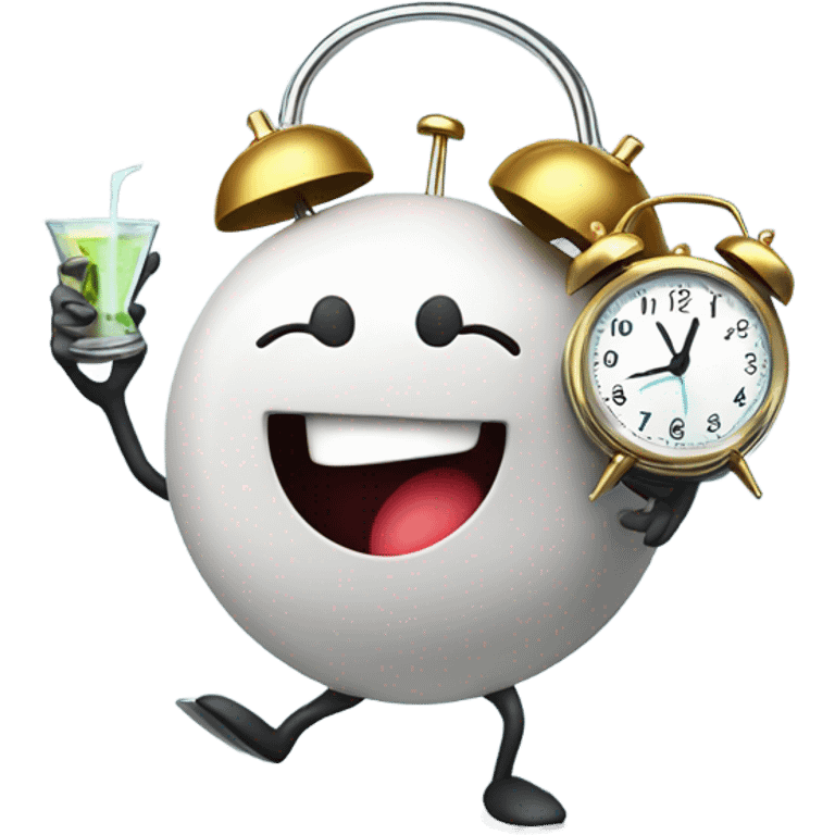 Alarm Clock running with a martini glass  emoji