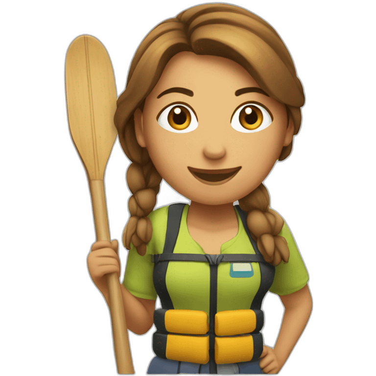 rafting girl posing with paddle emoji