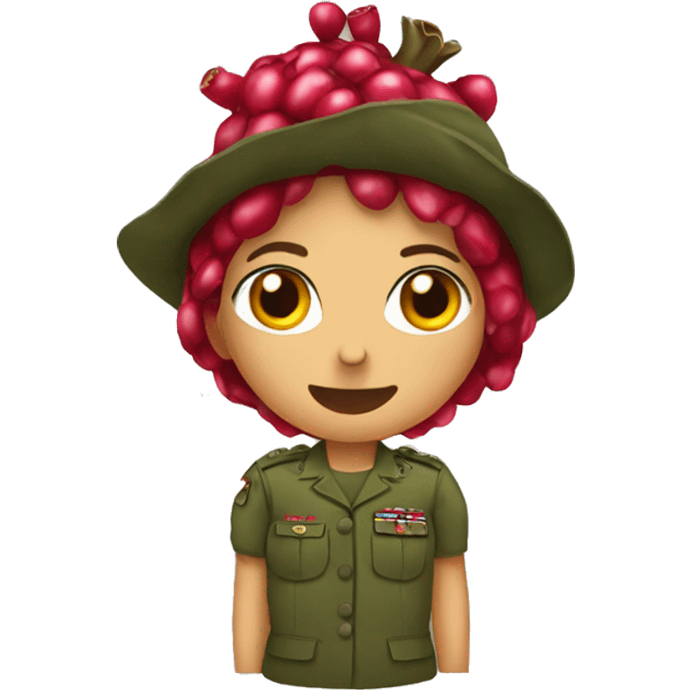 Pomegranate  in a army dress emoji