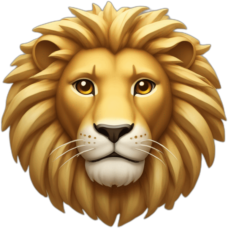 A lion with powerful contours and an energetic facial expression, symbolizing strength and energy. It can have attributes associated with the sun such as a halo, sun rays, a modern look, etc. emoji