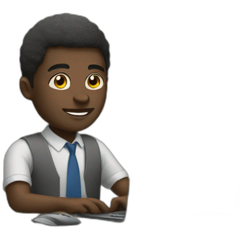 Black man working with his pc emoji