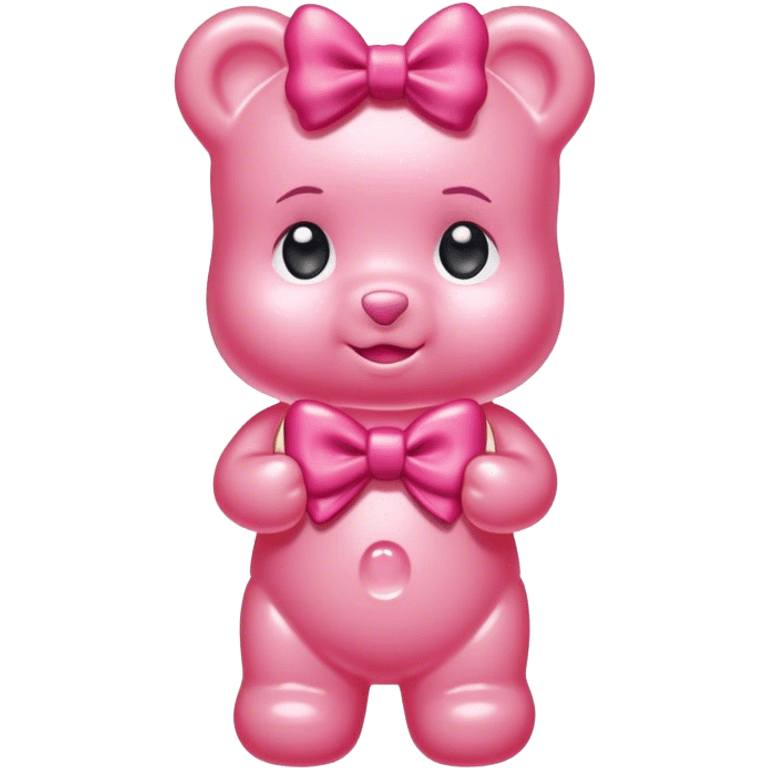 pink girl gummy bear with bow emoji