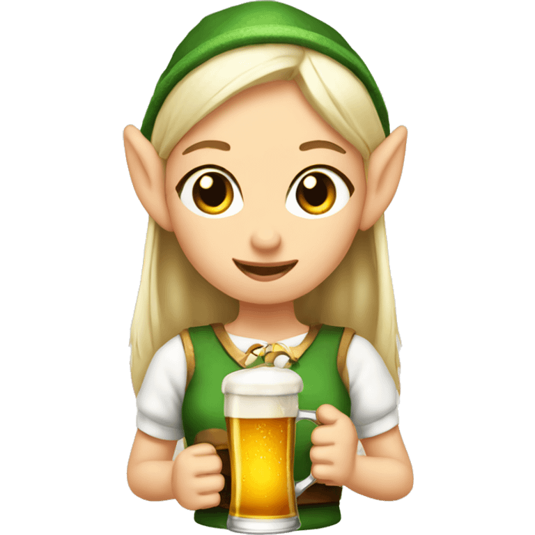 2 girl elves drinking beer emoji