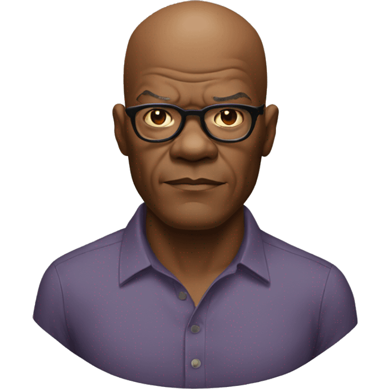 bald samuel l jackson serious wearing shirt emoji