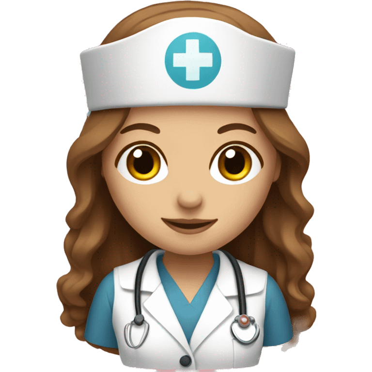 Pretty nurse with long brown hair emoji