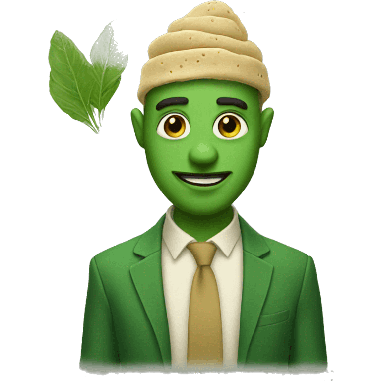 a god named "Hummus Green". He is made of hummus with plant-based features emoji