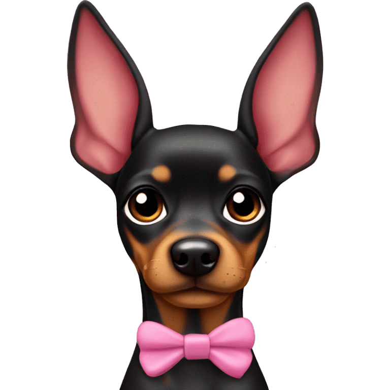 black tan pinscher big ears girly pink bow emoji