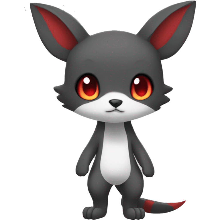 Cute cool black red white grey animal hybrid Fakemon full body emoji