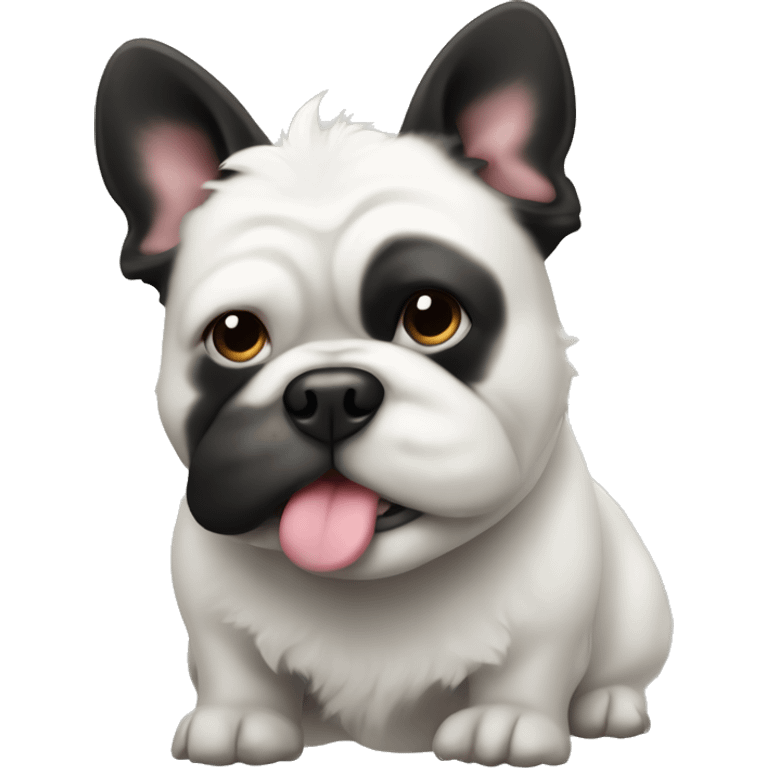 White and black fluffy French bull dog  emoji