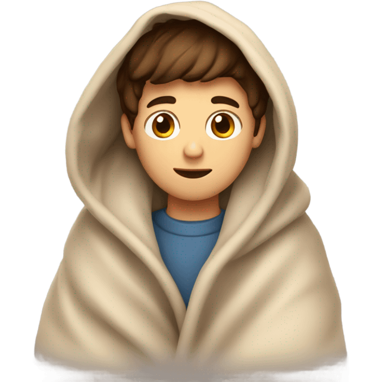 Brown hair boy cozy under a blanket emoji