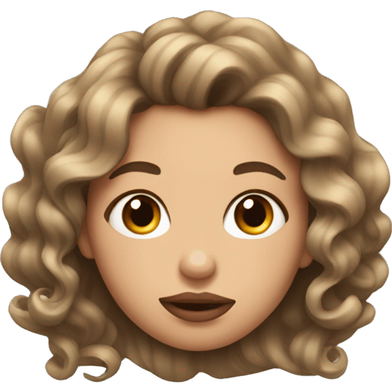 Girl with big lips curling her hair  emoji