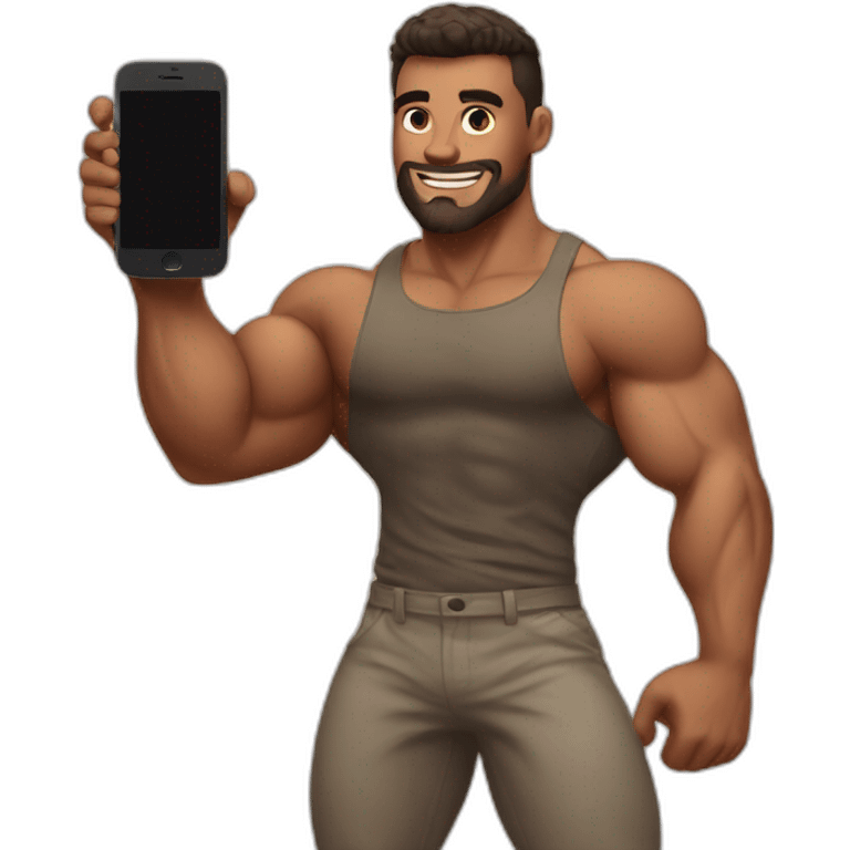 muscular bro holding phone emoji