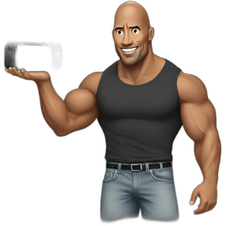 the rock playing wii emoji