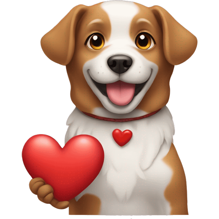 dog holding a heart emoji