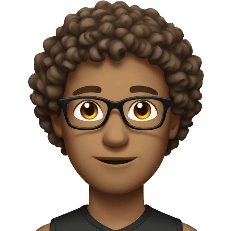 man with glasses, and short brown curly hair, with sportswear emoji