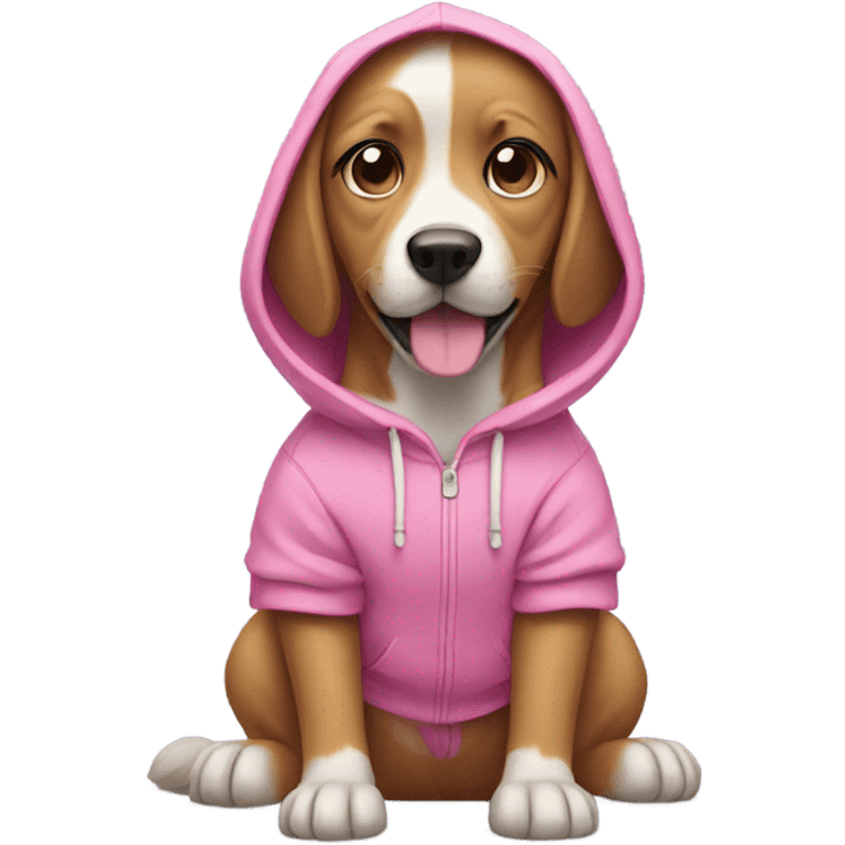 Dog wearing a pink hoodie emoji