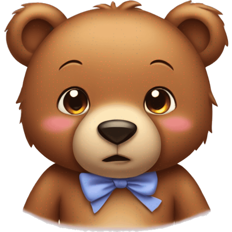 Bear shy with bow on one ear and blushing emoji