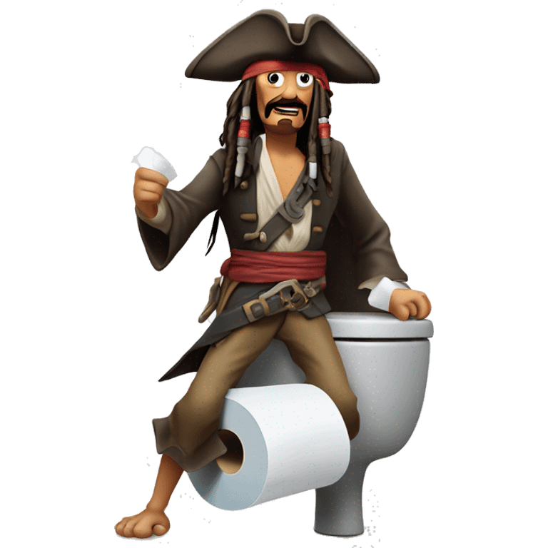 Jack sparrow runs out of toilet paper on the toilet  emoji