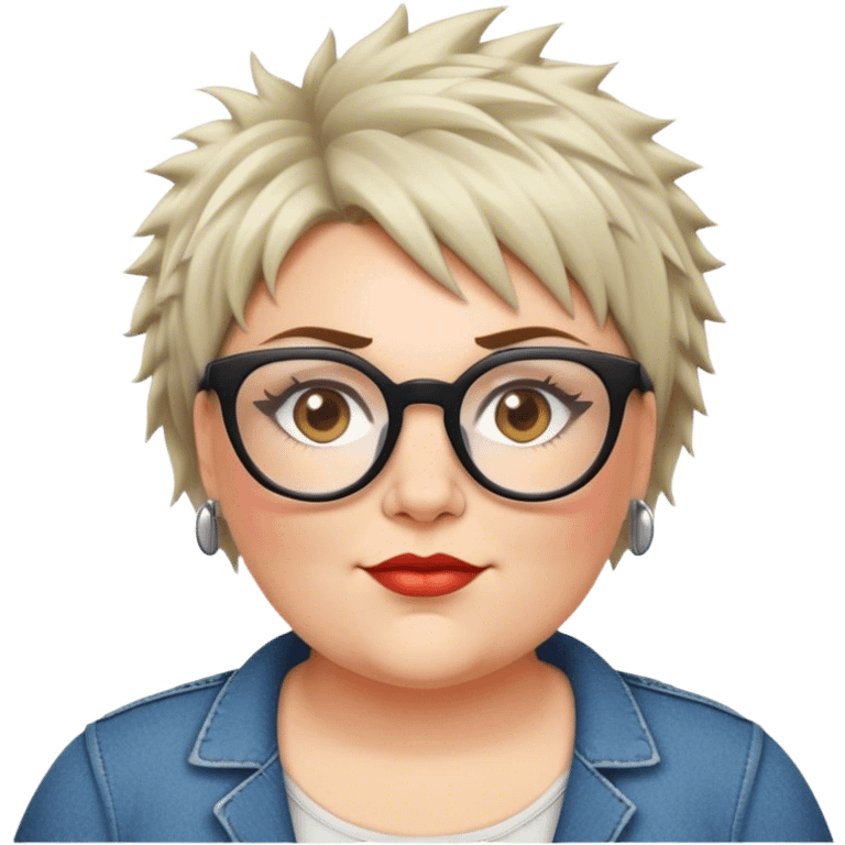  plus size white women with short shaggy spiked hair wearing glasses emoji