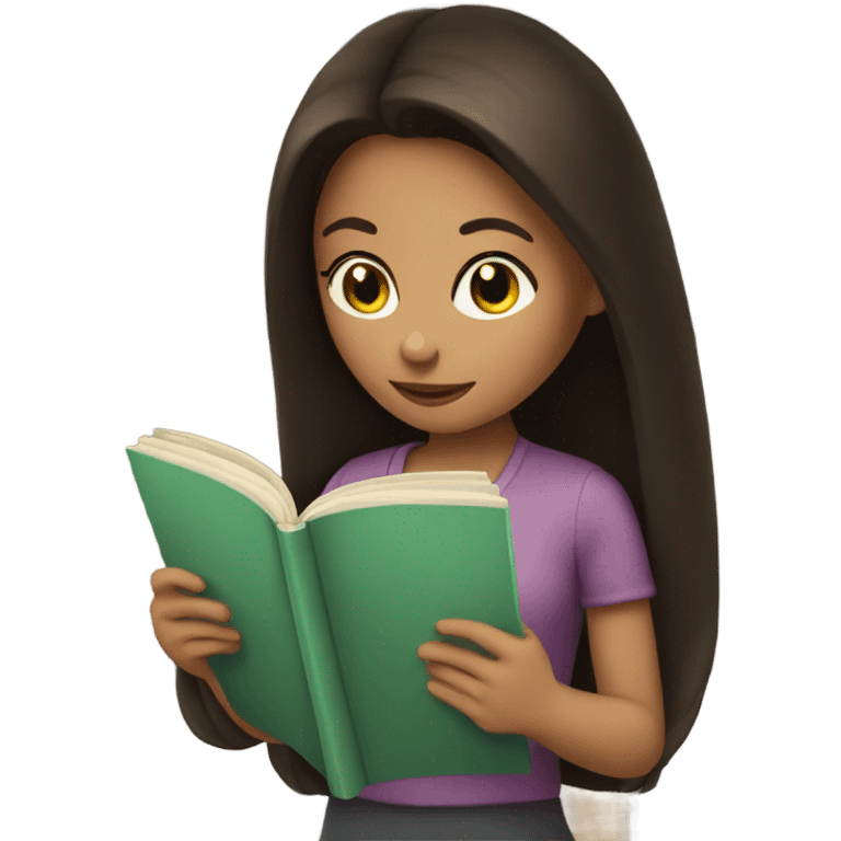 Brunette reading a book emoji