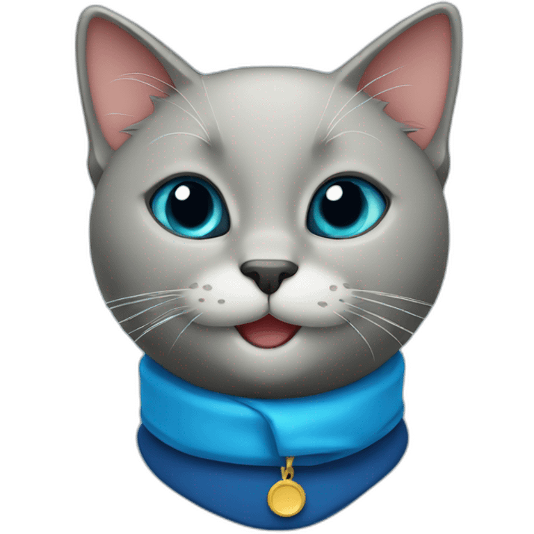 black cat smiling blue colar emoji