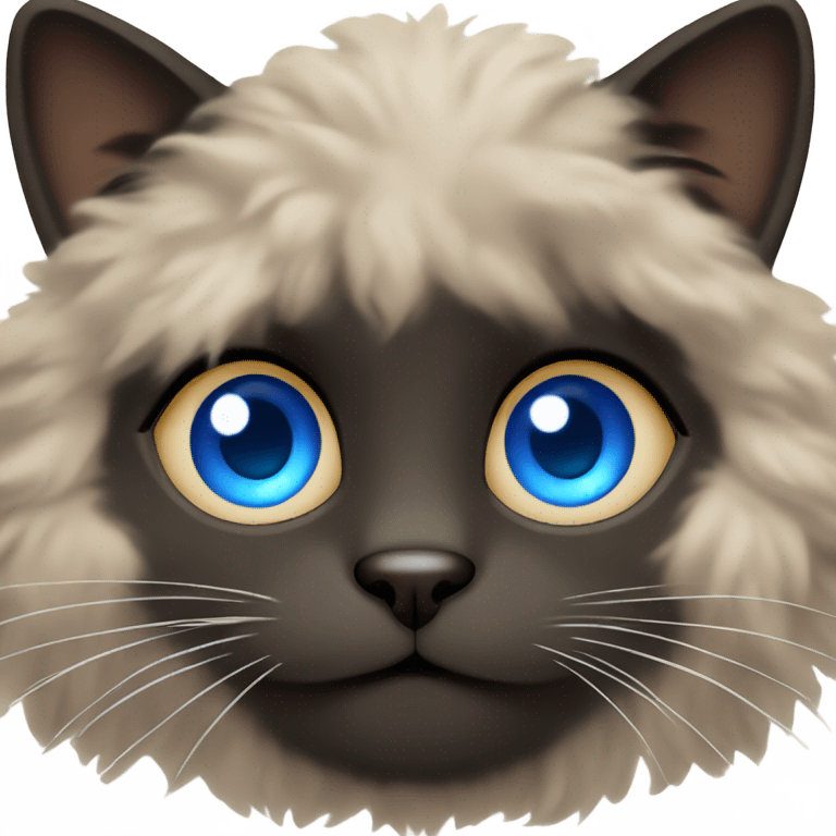 fluffy black and brown cat with blue eyes  emoji