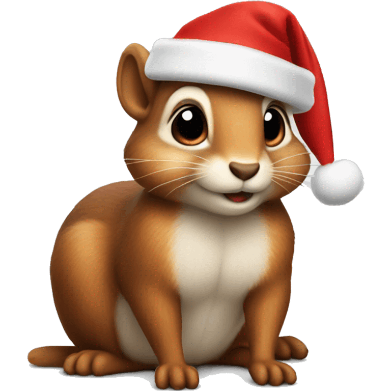 squirel wearing christmas hat emoji