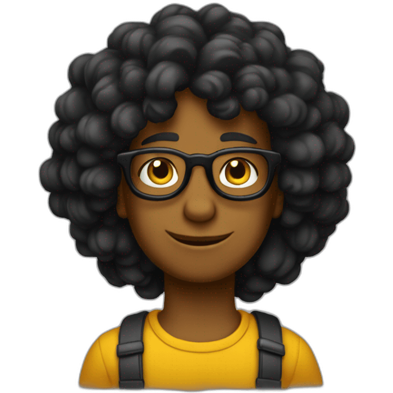 Crea un emoji al estilo de los simpson de un joven con cabello negros,lentes negros algo ondulado sin barba emoji