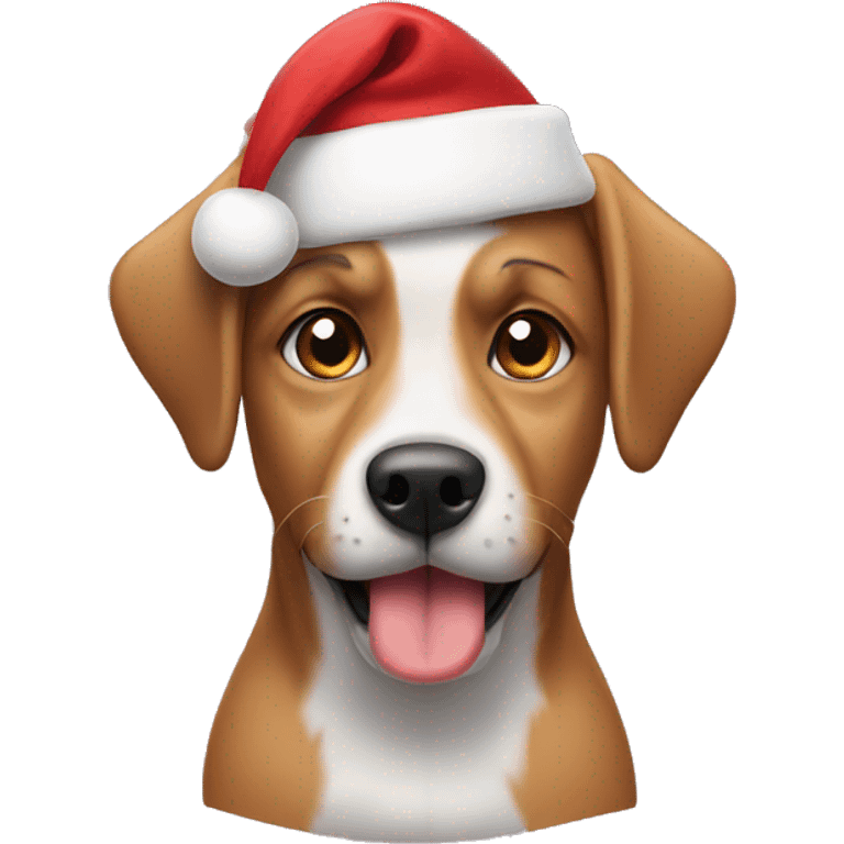 Dog wearing Santa hat emoji