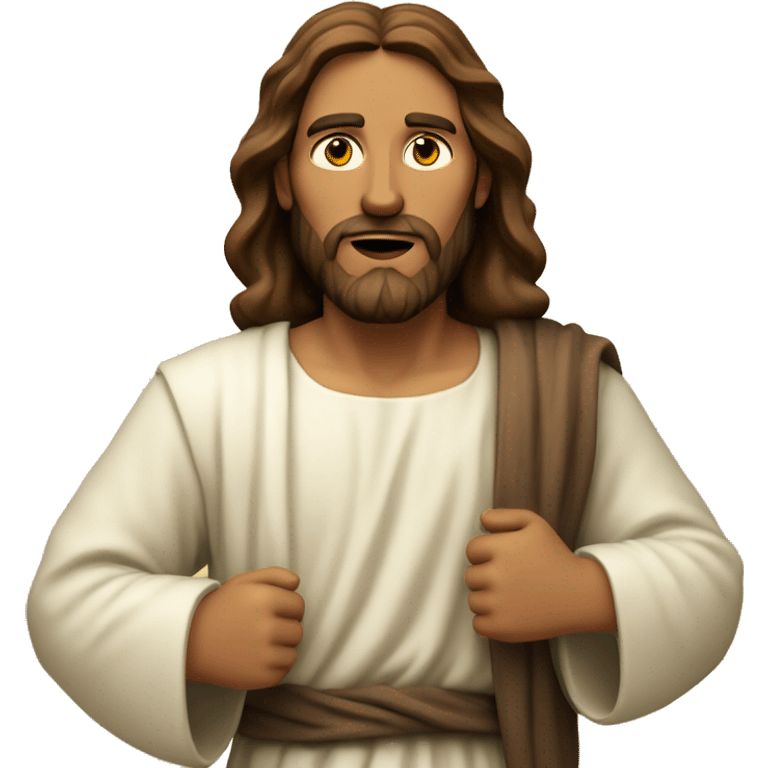 focused Jesus running quickly, with a large stride emoji