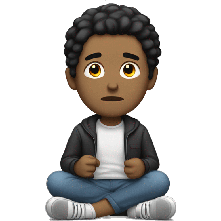 White man with black hair sitting and depressed. emoji