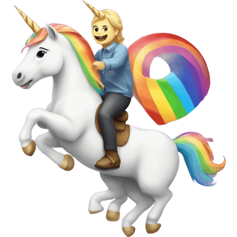 Unicorn riding a rainbow emoji